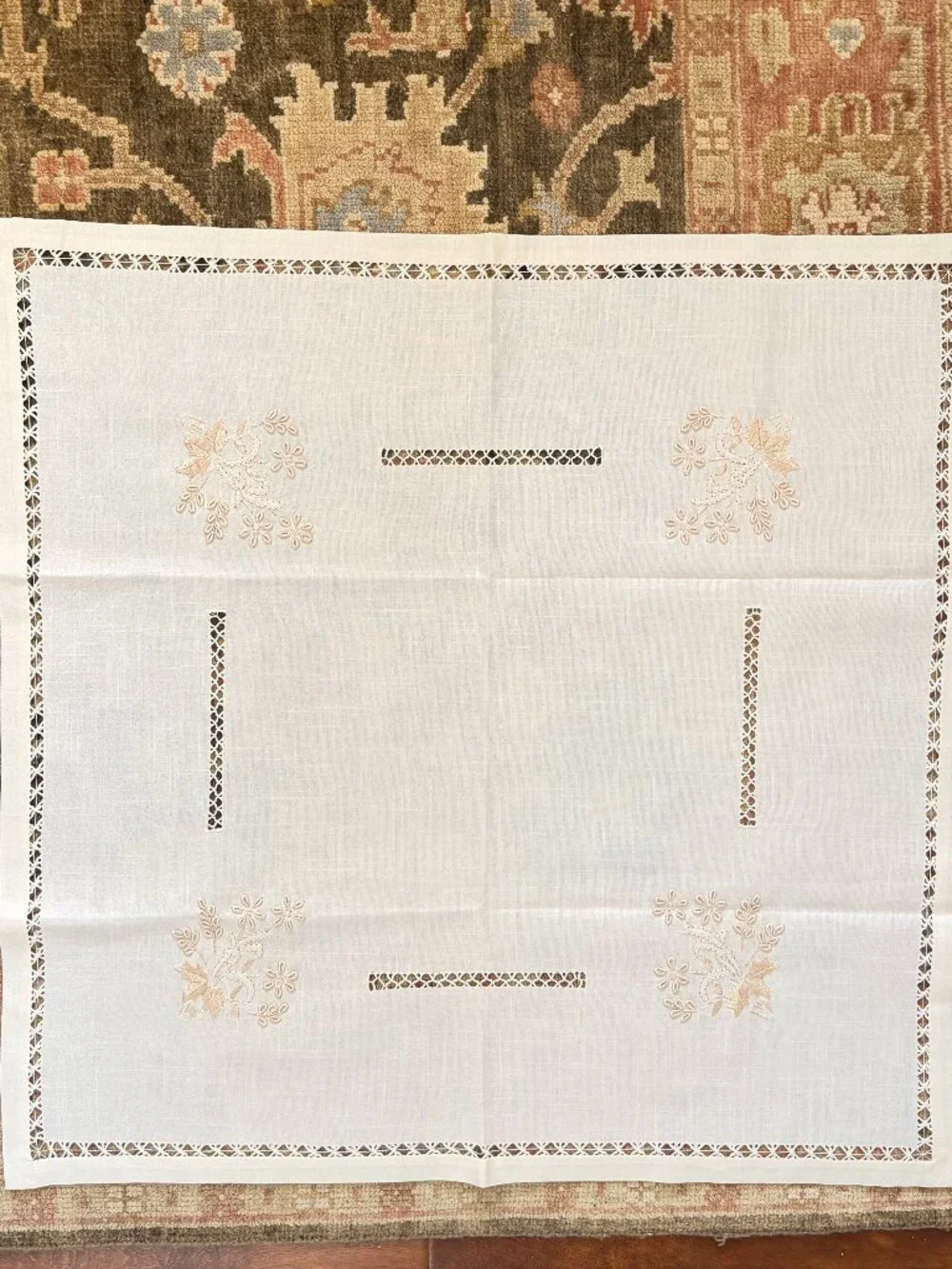 NEW Linen Embroidered Cut-Out Design Tablecloth from Turkey